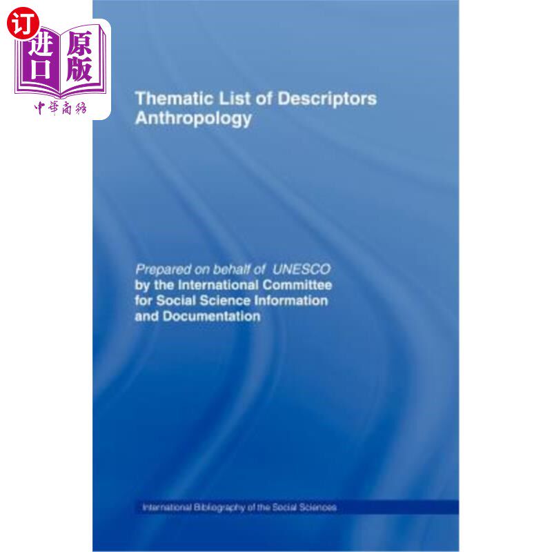海外直订Thematic List of Descriptors - Anthropology 描述词专题清单-人类学