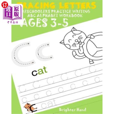 海外直订Tracing Letter Preschoolers*Practice Writing ABC Alphabet*Workbook Kids Ages 3-5 追踪学龄前儿童的字母*练习