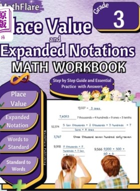 海外直订Place Value and Expanded Notations Math Workbook 3rd Grade: Place Value Grade 3, 地方价值和扩展符号数学练习