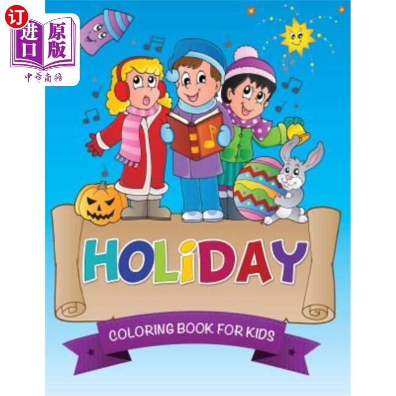 海外直订Holiday Coloring Book for Kids 儿童节日彩绘书