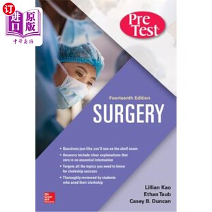 海外直订医药图书Surgery Pretest Self-Assessment and Review, Fourteenth Edition 外科预测试自我评估和回顾,第十四版