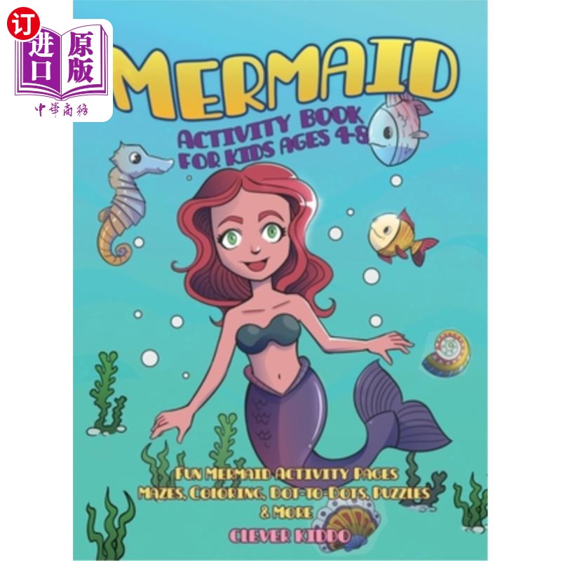 海外直订Mermaid Activity Book for Kids Ages 4-8: Fun Mermaid Activity Pages - Mazes, Col