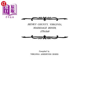 Marriage Bonds 婚姻债券 County 1849年 弗吉尼亚州亨利县 Virginia 1849 海外直订Henry 1778