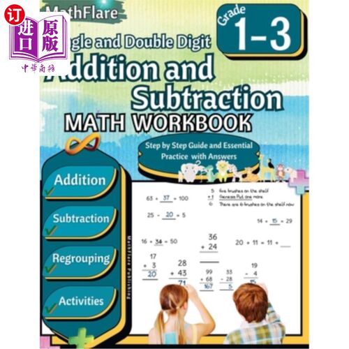 海外直订Addition and Subtraction Math Workbook 1st to 3rd Grade: Addition and Subtractio 加减法数学练习册一至三年级