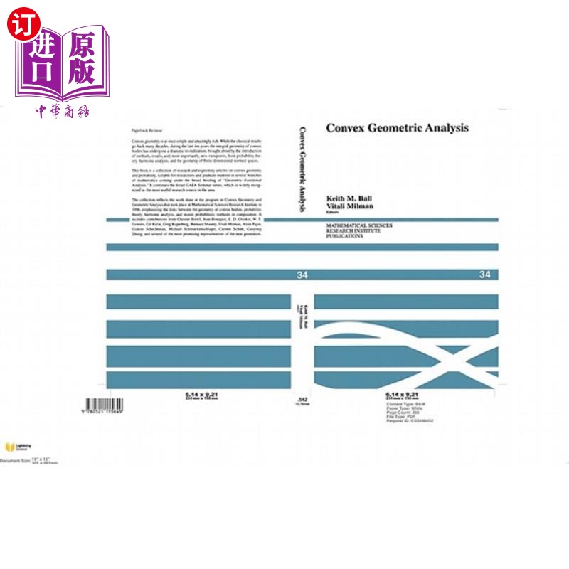 海外直订Convex Geometric Analysis 凸几何分析