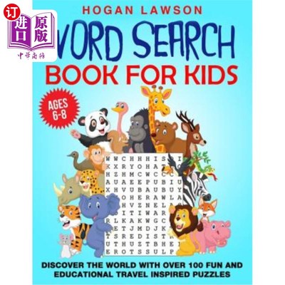 海外直订Word Search for Kids Ages 6-8: Travel Around the World 6-8岁儿童词汇搜索：环游世界