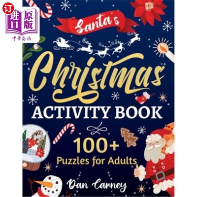 海外直订Santa's Christmas Activity Book: 100+ Puzzles for Adults 圣诞老人的圣诞活动手册:100多个成人谜题