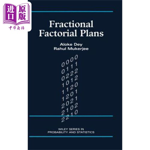 现货 分数阶乘计划 Fractional Factorial Plans 英文原版 Aloke Dey 中商原版