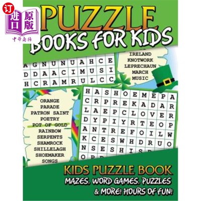 海外直订Puzzle Books for Kids (Kids Puzzle Book: Mazes, Word Games, Puzzles & More! Hour 儿童益智书（儿童益智书：迷