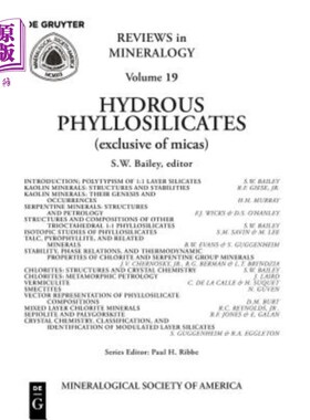 海外直订Hydrous Phyllosilicates: (exclusive of Micas) 含水层状硅酸盐：（不包括云母）