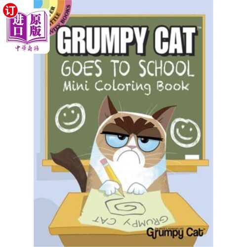 海外直订Grumpy Cat Goes to School Mini Coloring Book 脾气暴躁的猫上学迷你彩色书
