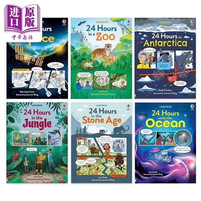 英文原版 探险的24小时系列合集 科普漫画书 24 Hours Under the Ocean in Antarctica Stone Age Space Jungle Zoo【中商原版】