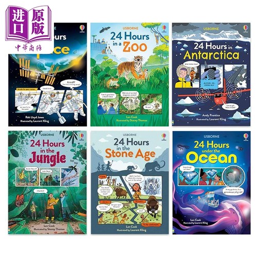 英文原版 探险的24小时系列合集 科普漫画书 24 Hours Under the Ocean in Antarctica Stone Age Space Jungle Zoo【中商原版】