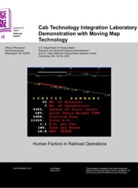 海外直订Cab Technology Integration Laboratory Demonstration with Moving Map Technology 基于移动地图技术的驾驶室技术