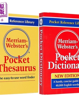 麦林韦氏袖珍词典+同义辞典2册 英文原版进口字词典参考工具书 Merriam Websters Pocket Thesaurus & Dictionary【中商原版】