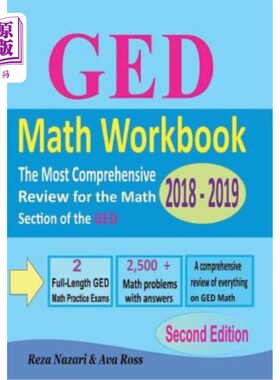 海外直订GED Math Workbook 2018 - 2019: The Most Comprehensive Review for the Math Sectio GED数学手册201