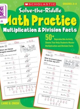 海外直订Solve-The-Riddle Math Practice, Grades 2-4: Multiplication & Division Facts 解谜数学练习，2-4年级：乘法和除