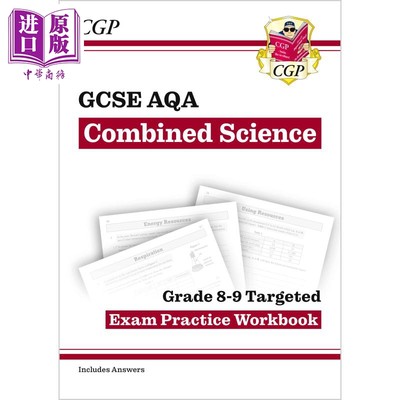 预售 英国CGP原版 New GCSE Combined Science AQA Grade 8-9 Exam 新的GCS 综合科学AQA8-9 级考试练习册【中商原版】