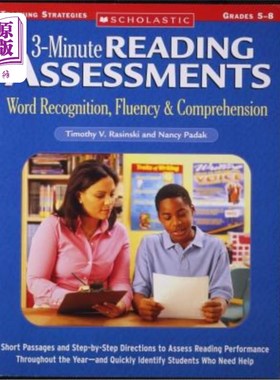 海外直订3-Minute Reading Assessments Prehension: Word Recognition, Fluency, & Comprehens 3分钟阅读评估掌握：单词识