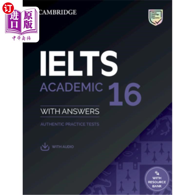 海外直订Ielts 16 Academic Student's Book with Answers with Audio with Resource Bank 雅思16学术学生的答案音频书与资