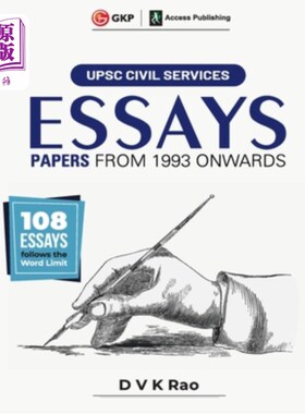 海外直订UPSC Civil Services 2023: Es says (Papers from 1993 onwards) by DVK Rao UPSC公务员制度2023:Es说(1