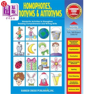海外直订Reading Fundamentals - Homophones, Synonyms & Antonyms: Learn about Homophones,  阅读基础-同音词、同义词和