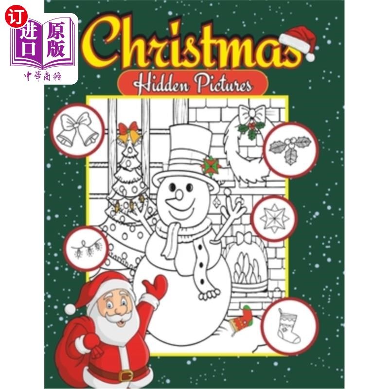 海外直订Christmas Decorations Hidden Pictures Book: Search And Find Christmas Hidden Pic 圣诞装饰隐藏图画书：搜索和