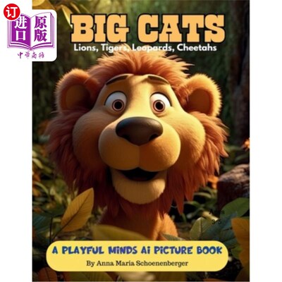 海外直订BIG CATS - A Playful Minds AI Picture Book for Ages 3-5: Lions, Tigers, Leopards 大型猫科动物-一本适合3-5岁