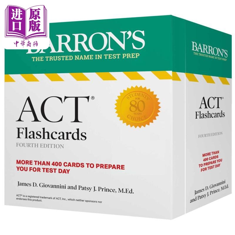 现货 ACT Flashcards Fourth Edition Up-to-Date Review 新版ACT考试抽认卡 第四版 美国大学入学考试备考 英文原版【中商原版】