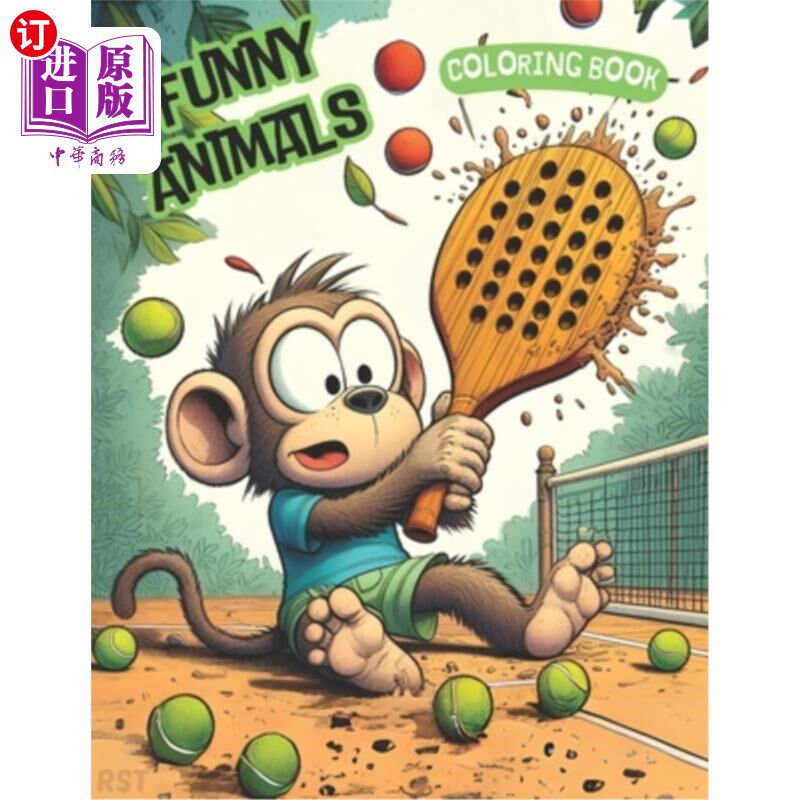 海外直订Funny Animals Coloring Book 有趣动物填色书