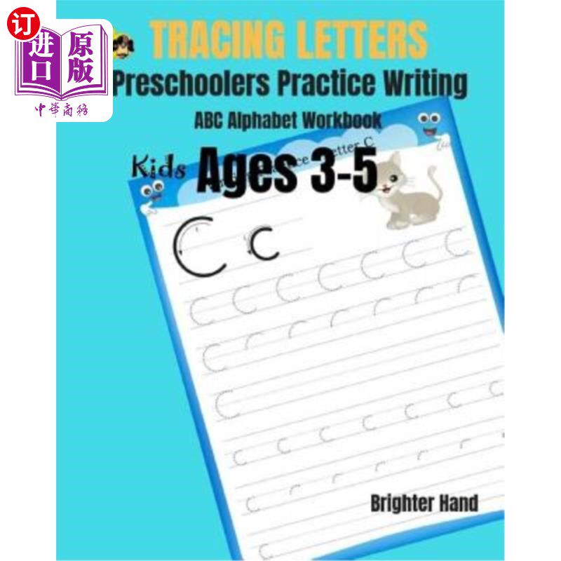 海外直订Tracing Letter Preschoolers*practice Writing*abc Alphabet Workbook*kids Ages 3-5 追踪字母学龄前儿童*练习写