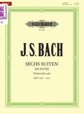 海外直订古英语 Cello Suites BWV 1007-1012 for Cello Solo 大提琴组曲BWV 1007-1012大提琴独奏