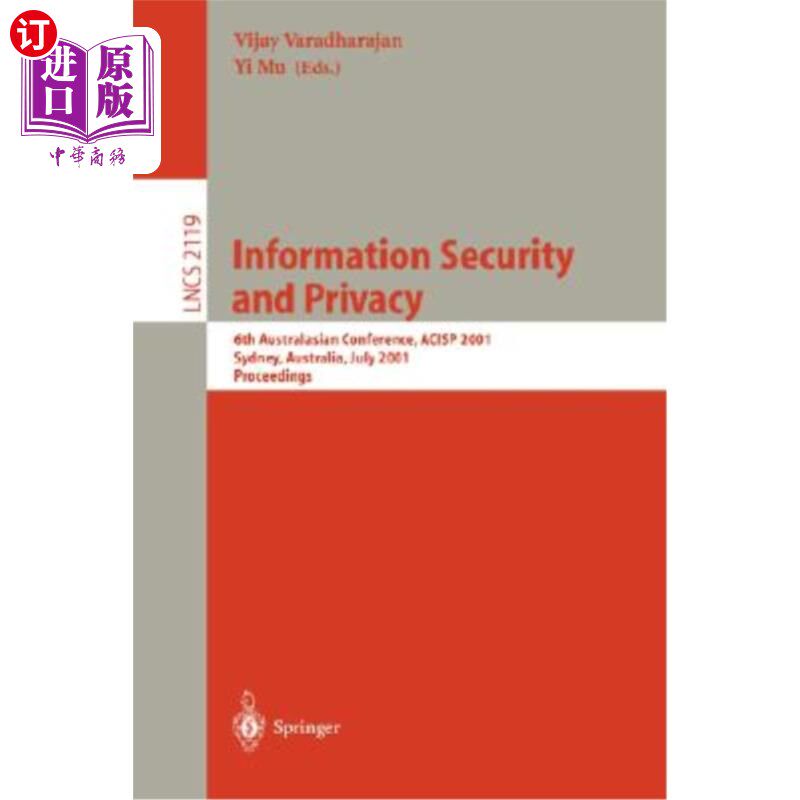 海外直订Information Security and Privacy: Second Australasian Conference, Acisp '97, Syd 信息安全与隐私:第二届澳大