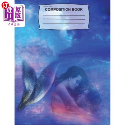 海外直订Mermaid Love Composition Notebook: Collage Ruled Paper, Fun gift for women, Diar 美人鱼爱情作文笔记本：拼贴