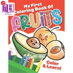 海外直订My and about Fun Way 学习 我 第一本水果着色书 Book Fruits Educational Learn Frui Coloring First