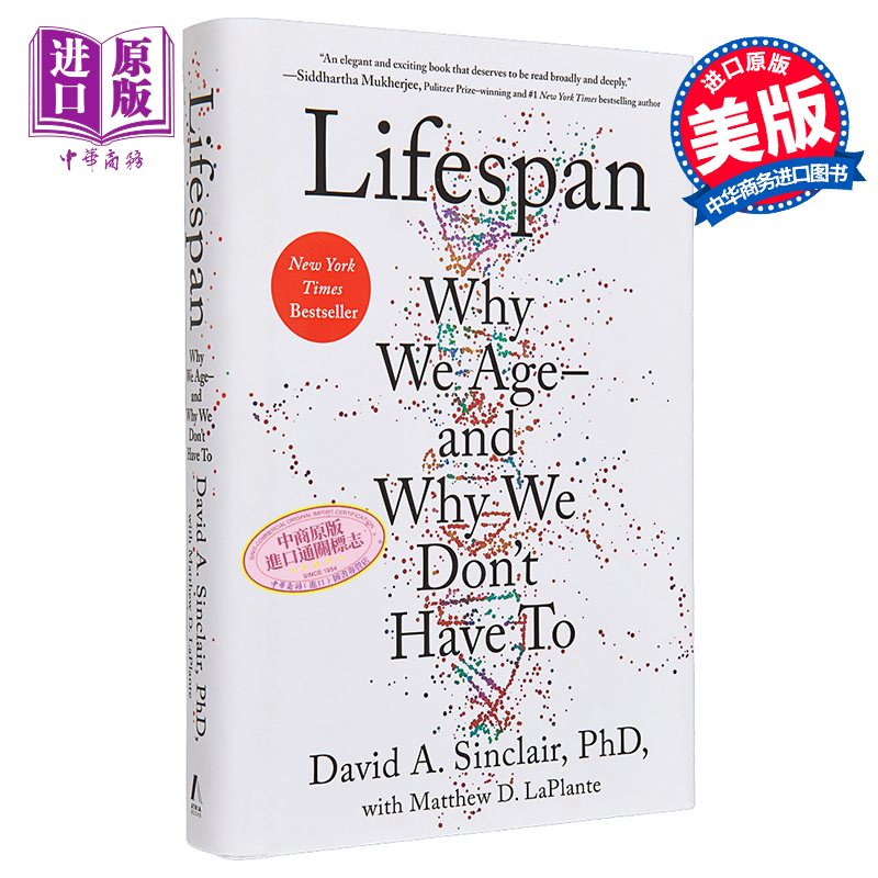 现货 寿命 抗衰老主题  Lifespan Why We Age and Why We Dont Have To 英文原版 David A Sinclair 医学 保健【中商原版】 书籍/杂志/报纸 原版其它 原图主图