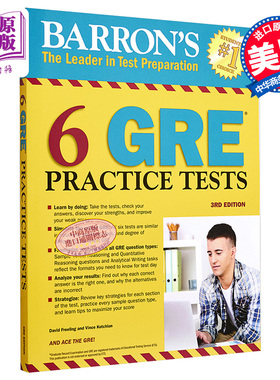 巴朗考试备考 6 GRE Practice Tests Barrons Test Prep 6套GRE模拟实践测试 第三版 美国研究生入学考试 含答案【中商原版】