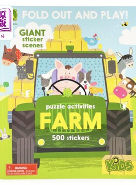 海外直订John Deere Kids Farm: 500 Stickers and Puzzle Activities: Fold Out and Play! 约翰迪尔儿童农场:500贴纸和拼图