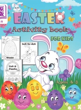 海外直订Easter Activity Book for Kids Ages 4-8: A Fun Collection of Mazes, Puzzles, Colo 复活节活动书4-8岁的孩子:一