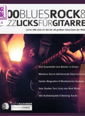 海外直订德语 Gitarren-Licks: 300 Blues, Rock & Jazz Licks für Gitarre Gitarren-Licks: 300蓝调，摇滚和