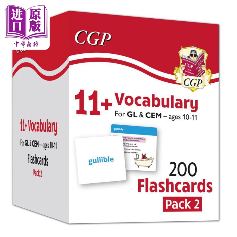 英国原版教辅CGP 11+ Vocab Cards Pack 2 ages 10-11 11+词汇卡包2，10-11岁 英文原版 进口图书 教材教辅参考书【中商原版?