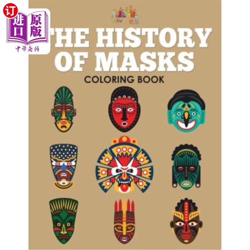 海外直订The History of Masks Coloring Book 《面具的历史》着色书