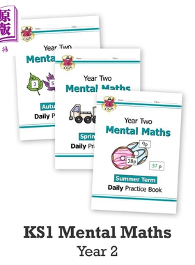 CGP英语原版New KS1 Mental Maths Daily Practice Book Year 2 Autumn Spring Summer小学心算练习书春秋夏季3册【中商原版?