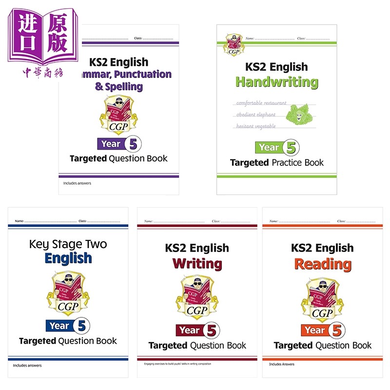英国原版CGP 小学五年级 英语目标练习册5册 手写语法标点拼写写作 KS2 Year 5 English Targeted Practice Book【中商原版】