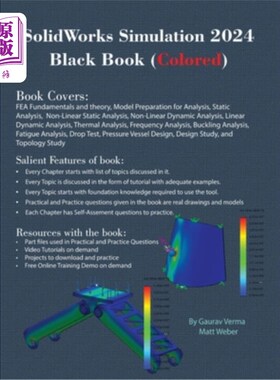 海外直订SolidWorks Simulation 2024 Black Book: (Colored) SolidWorks仿真2024黑皮书：（彩色）
