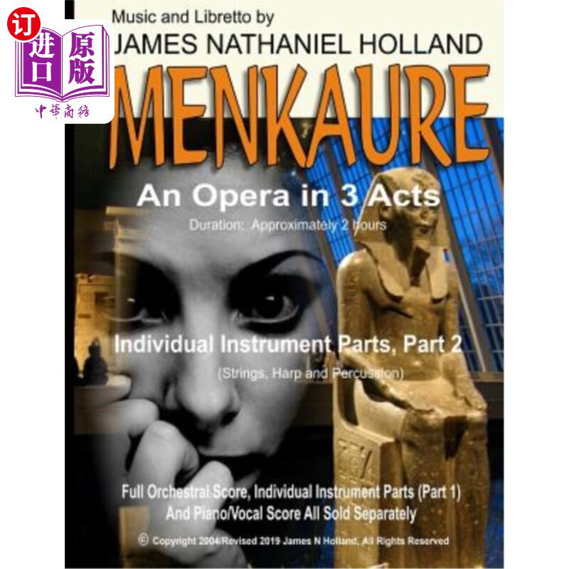 海外直订Menkaure: An Opera in Three Acts, Individual Instrument Parts, Part 2 (Strings,