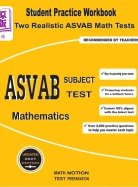 海外直订ASVAB Subject Test Mathematics: Student Practice Workbook + Two Realistic ASVAB  ASVAB科目测试数学：学生练