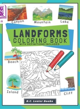 海外直订Landforms Coloring Book With Definitions Included: Teach Kids About Geography Th 地形着色书的定义包括:教孩