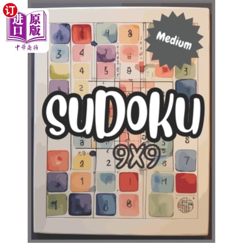 海外直订Sudoku: 50 Medium 9x9 Sudoku Games with The Solutions 数独：50中9x9数独游戏与解决方案