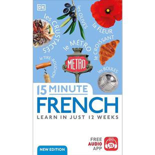 15-Minute French DK 15分钟学法语 英文原版进口图书 法文语言学习 单词词汇语法书教辅【中商原版】